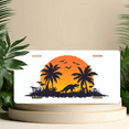 thumbnail image 6 of 1 Pcs License Plate Covers & Frames, Dinosaur Silhouette at Sunset with Palm Trees and Flying Reptiles For Decorative Front, Aluminum License Plate Covers & Frames Cover For Men Women, 12" X 6", 6 of 7