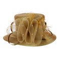 thumbnail image 1 of Sombrero para el sol Chicheadwear trenzado con malla de volantes y plumas - Tan, 1 of 1
