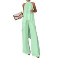 thumbnail image 2 of Women's 2 Piece Sets Asymmetric Sleeveless Crew Neck Tops and Wide Leg Palazzo Pants Beach Vacation Outfits, L, 2 of 6