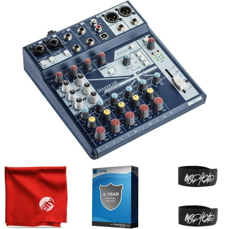 Soundcraft Notepad-8FX Small-format Analog Mixer USB I/O Lexicon Effects Bundle with 4-Year Full Coverage Extended Warranty, 2x Cable Ties and Microfiber Cloth