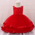 thumbnail image 2 of XASZHN Girls Flower Dresses for Wedding Party Pageant Princess Dress 3 9 Years Red_001 0-3 Months, 2 of 8