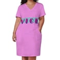 thumbnail image 2 of Vestido de noche caído con bolsillos para mujer estilo diseño Miami Vice colores, 2 of 6