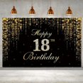 thumbnail image 1 of 1pc, 18th Birthday Decorations Backdrop Banner (5.9ft X 3.6ft), Golden Happy 18th Birthday Decoration, 18 Birthday Party Photo Props Sign, 18 Year Old Birthday Backdrop Decor Large, Birthday Supplies,, 1 of 4