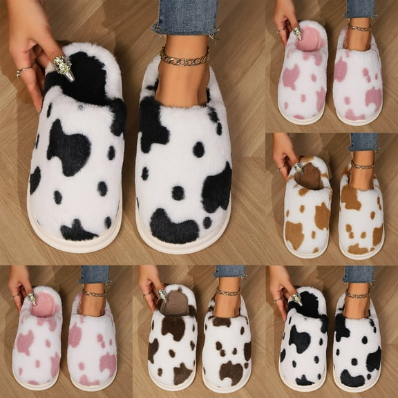 Bmawag Slippers for Women Indoor Round Toe Flat Heels Non-Slip House Slippers Women's Winter Thick Heel Indoor Home Warm Fashion Plush Slippers Home Furnishing Coffee 40