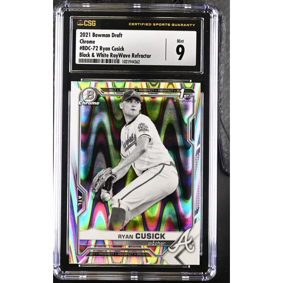 2021 Bowman Draft Ryan Cusick Black White RayWave Refractor Chrome #BDC-27 CGC 9