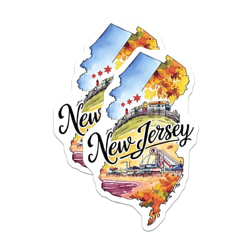 (2 Pack) New Jersey State Magnets - New Jersey Souvenir - Travel Memorabilia - 5" On Longest Side - for Cars, Fridges, Toolboxes - Made in USA - MAG6314