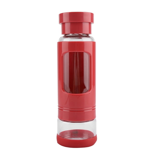 KAXIFEI Vaso de vidrio con filtro portátil antideslizante resistente al calor con cuerda para colgar (520 ml, rojo)