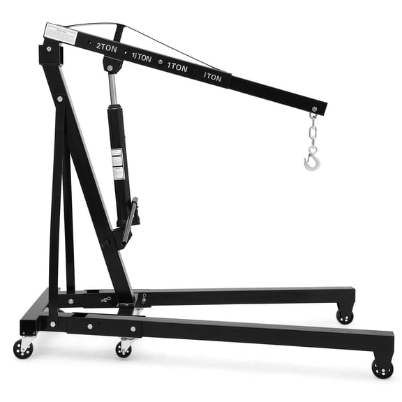 Black 2-ton telescopic boom hydraulic engine hoist