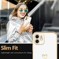 thumbnail image 6 of Compatible with iPhone 12 Case for Women Girls Cute Gold Heart Pattern Luxury Plating Soft TPU Silicone Shockproof Phone Case Protective Bumper Cover for iPhone 12(6.1 inch),White, 6 of 14