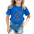 thumbnail image 5 of TOWED22 Girls Summer Patriotic Shirts 4th of July American Flag Tee Tops Casual T-Shirts for Kids(Blue,5-6 Y), 5 of 5