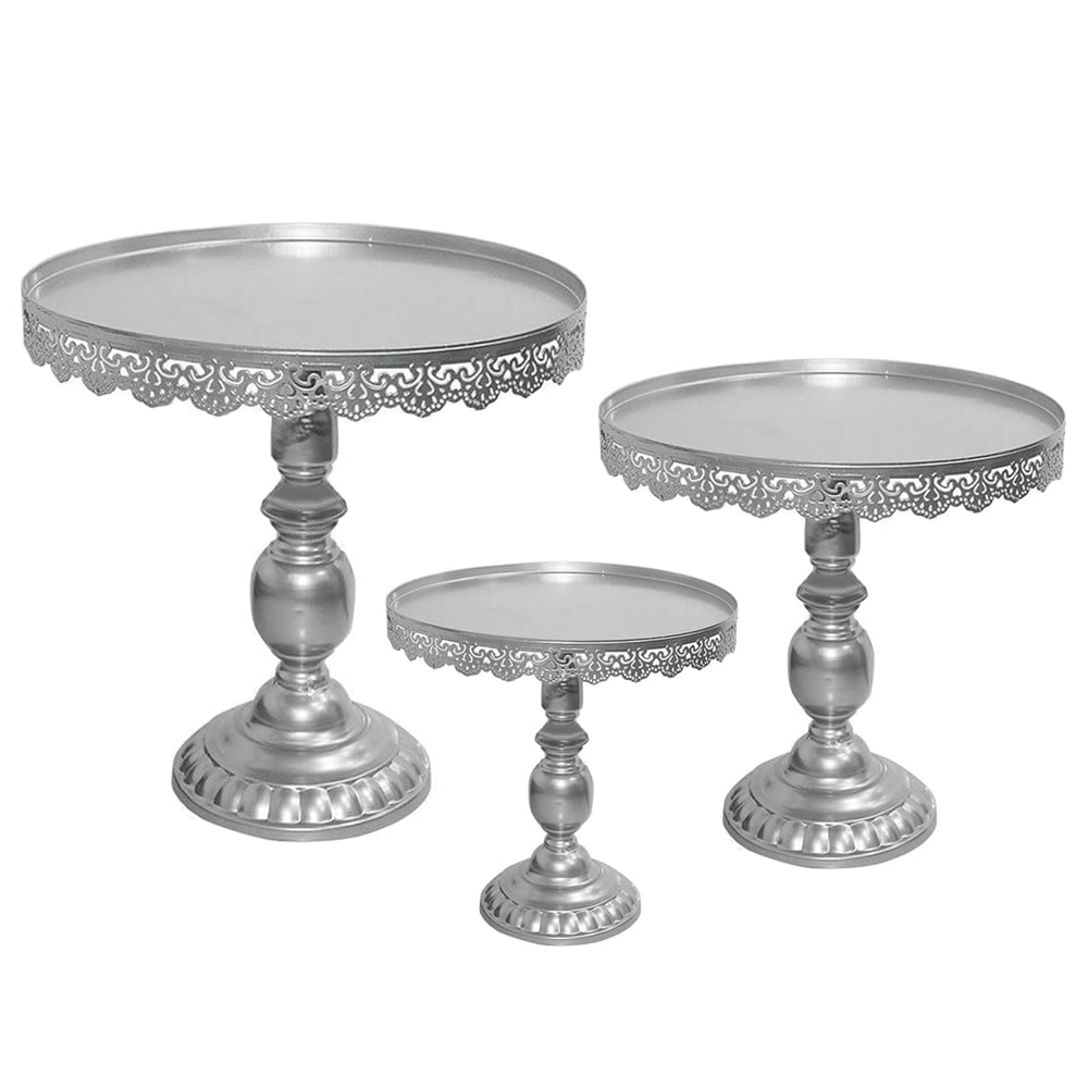 3Pc Cake Stand Set Metal Cupcake Holder Display Plate with Crystal Wedding Party 