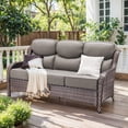 thumbnail image 4 of Gymojoy 7 Pieces Wicker Patio Conversations Sets, Patio Swivel Glider Chair with 6 inch Thick Cushions for Garden, Poolside, Backyard, 4 of 9
