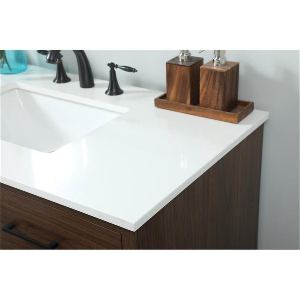 Elegant Decor Boise 42" Aluminum MDF Single Bathroom Vanity in Walnut