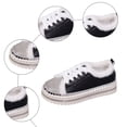 thumbnail image 5 of Rokment Sparkly Rhinestones Fuzzy Platform Fashion Sneakers for Women with Fleece Lined Winter Warm Glitter Snow Ankle Boots Flats Low Top Tennis Shoes Black Size 7.5, 5 of 8