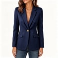 thumbnail image 4 of IUYRTFE Women's Slim Fit Single Button Blazer Long Sleeve Notched Lapel Casual Workwear Jacket, 4 of 6