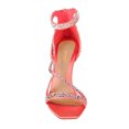 thumbnail image 3 of XYD Women Open Toe Straps with Crystal Studs Sandals Zipper Back Stiletto High Heels Elegant Prom Date Bridal Shoes Size 4 Salmon, 3 of 4