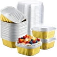 thumbnail image 1 of Mistaha 150 Pieces 10 oz Aluminum Foil Baking Cups with Lids Square Baking Cups Disposable, 1 of 7