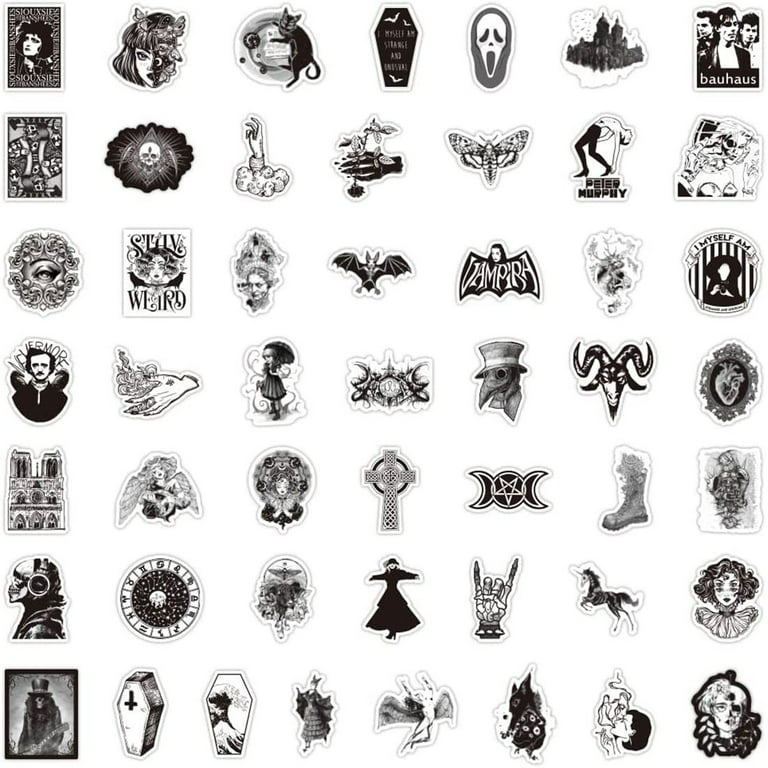  Gothic Stickers, 50 Pcs Goth Vinyl Sticker Pack