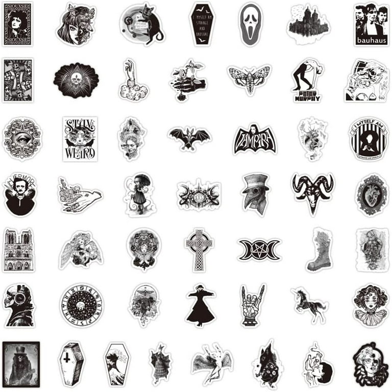 Halloween Goth Stickers Black White Graffiti Halloween - Temu