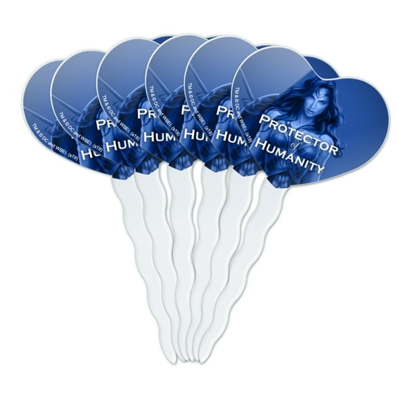 Wonder Woman Movie Protector of Humanity Heart Love Cupcake Picks Toppers Decoration Set of 6