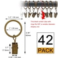 thumbnail image 3 of 42 Pack Curtain Rings with Clips 1.5" Interior Diameter,Metal Drapery Clips with Rings,Black Curtain Clips,Strong Vintage Decorative Rustproof Drapery Ring with Hooks(Bronze), 3 of 8