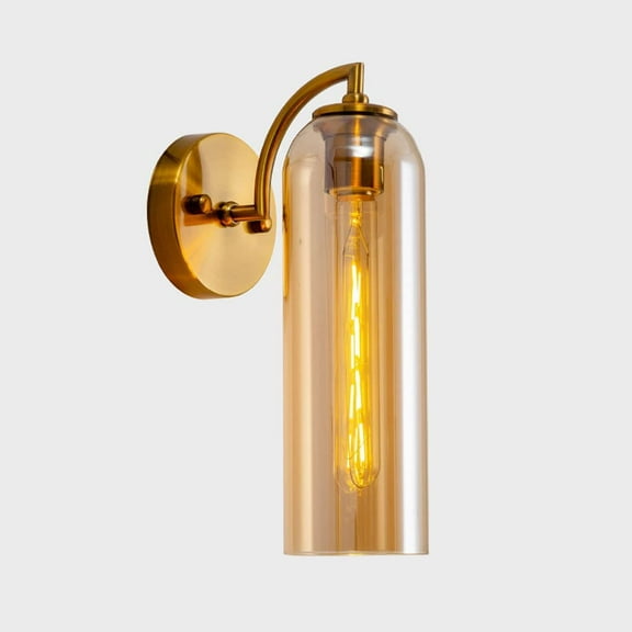Glass Wall Mount Light Gold Metal Sconce Modern Wall Lamp Headboard Lighting Fixture, E27 Wall-Mounted Lamps Indoor Wall Wash Lights for Living Room Bedroom Bedside