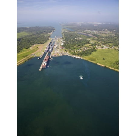 Container Ships in Gatun Locks, Panama Canal, Panama, Central America Print Wall Art By Jane