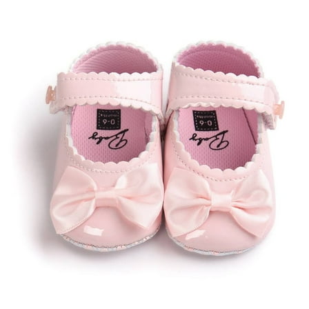 Baby Girls Pink Patent Bow Mary Janes Flats 12-18M Size 3