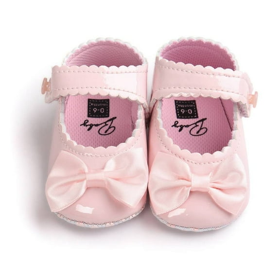 Baby Girls Pink Patent Bow Mary Janes Flats 0-6M Size 1