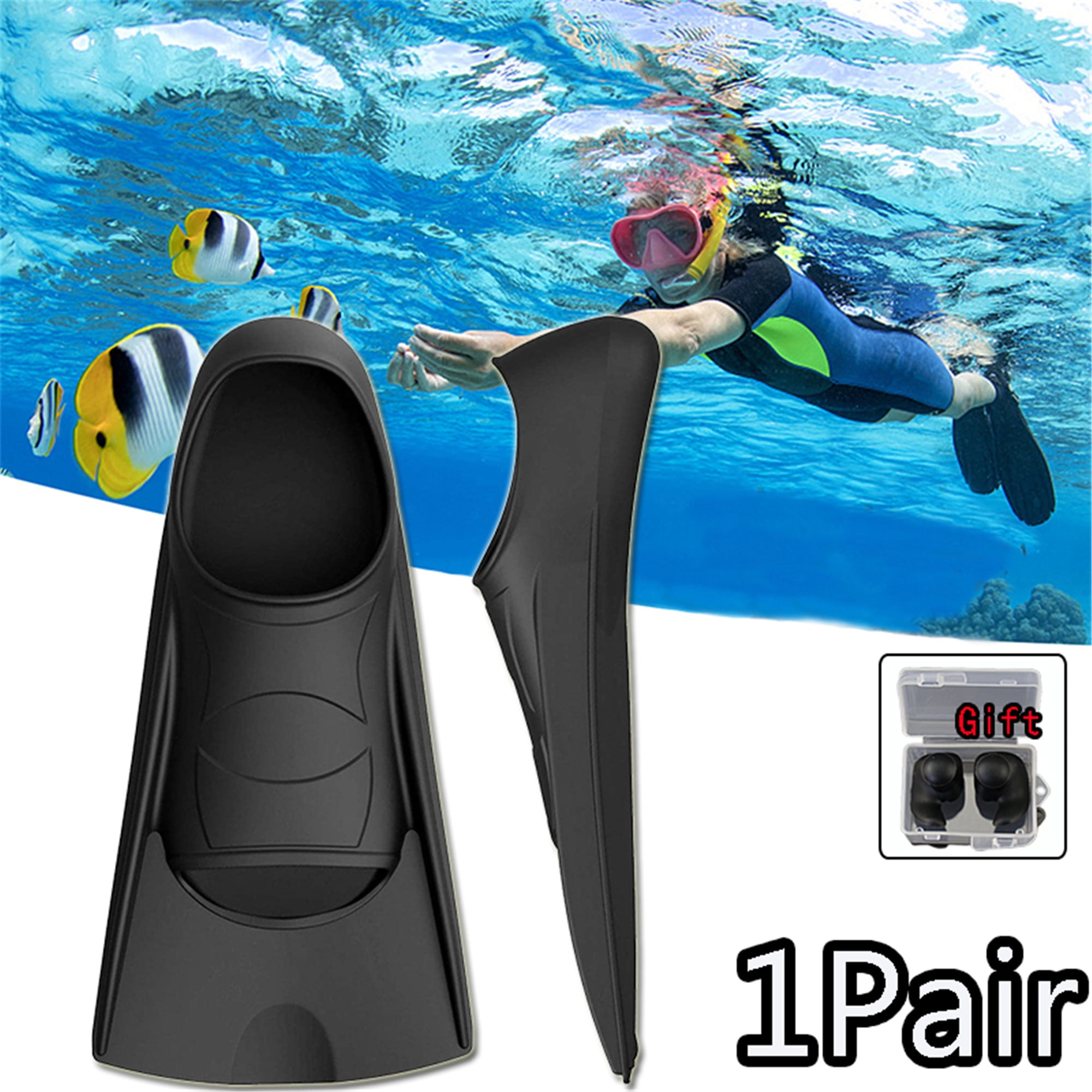 Adult/Kids Snorkeling Swim Fins Short Blade Diving Fins Adjustable Flipper 