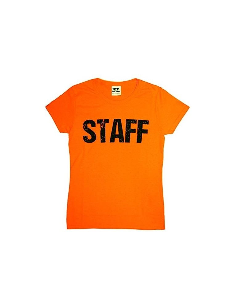 Download Ladies Neon Orange Staff T-Shirt Front & Back Print Event ...