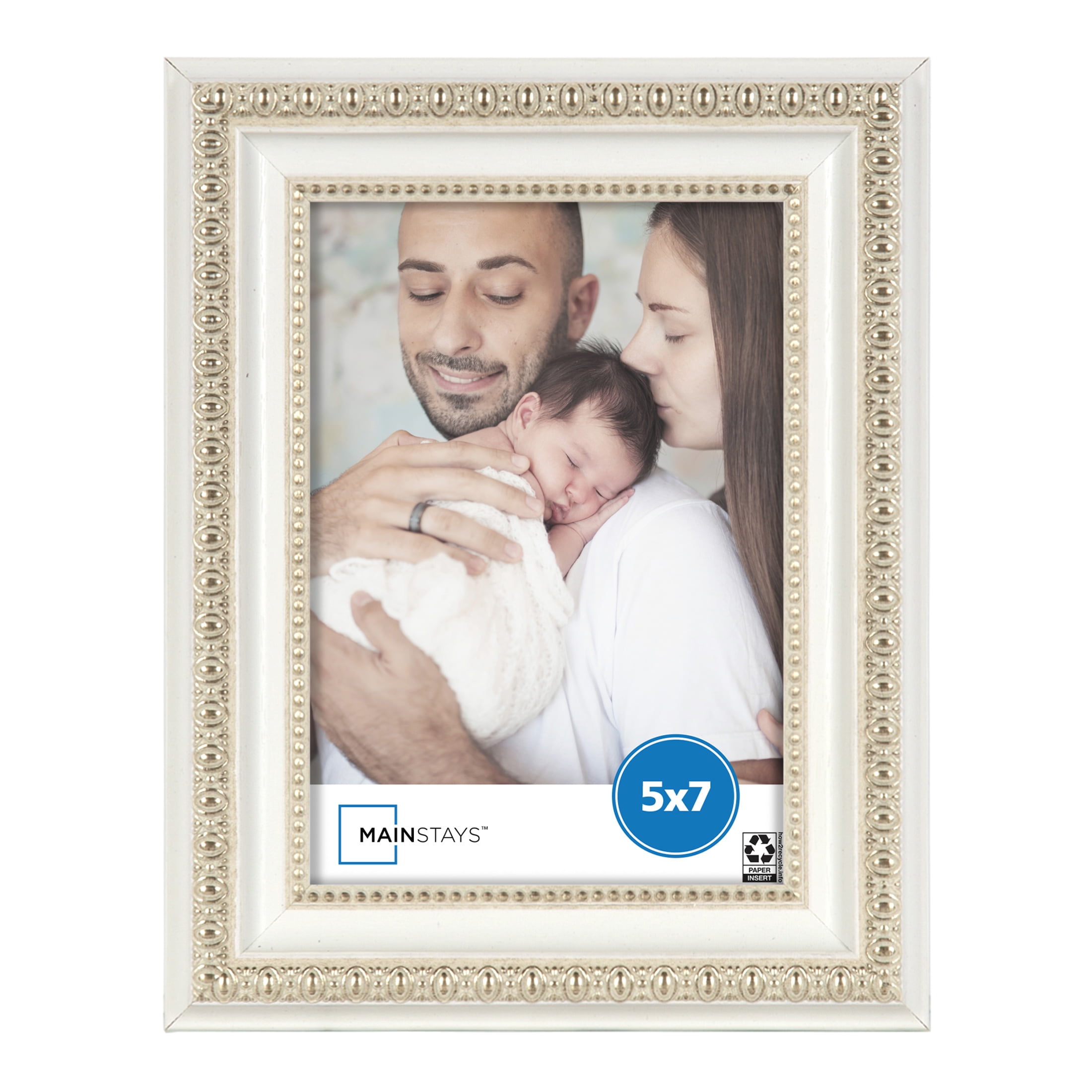 (2 pack) Mainstays – 5x7 Picture Frame – White Ornate Tabletop Photo Frame