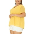 thumbnail image 5 of Unique Bargains Women's Plus Size Outfits Fashion Solid Pin Dots V Neck Top 1X Yellow, 5 of 7