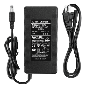 XMHEIRD 42V 3A Charger Power Supply Adapter for 36V 8Ah-15Ah Lithium Li-ion Battery Pack with DC 5.5 x 2.5mm/5.5 x 2.1mm 1.2M