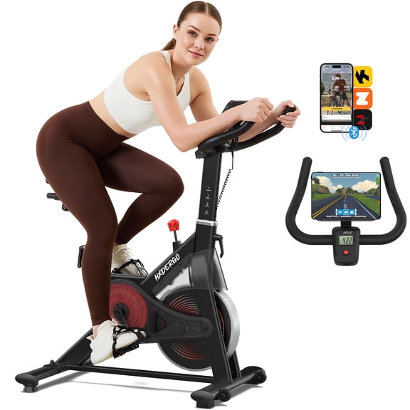 ERGOLIFE-Magnetic Resistance Quiet Belt Drive Stationary Exercise Bike with 350 lbs Weight Capacity, Free App Compatible, LCD Monitor & Height-Adjustable Padded Seat, Home Indoor Cycling Workouts