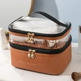 thumbnail image 4 of Fiudx Bolsa de Cosméticos de Doble Capa, Color Sólido, Transparente, Lavable, Portátil, de Moda, para Viajes, Bolsa de Almacenamiento Portátil de Gran Capacidad., 4 of 4