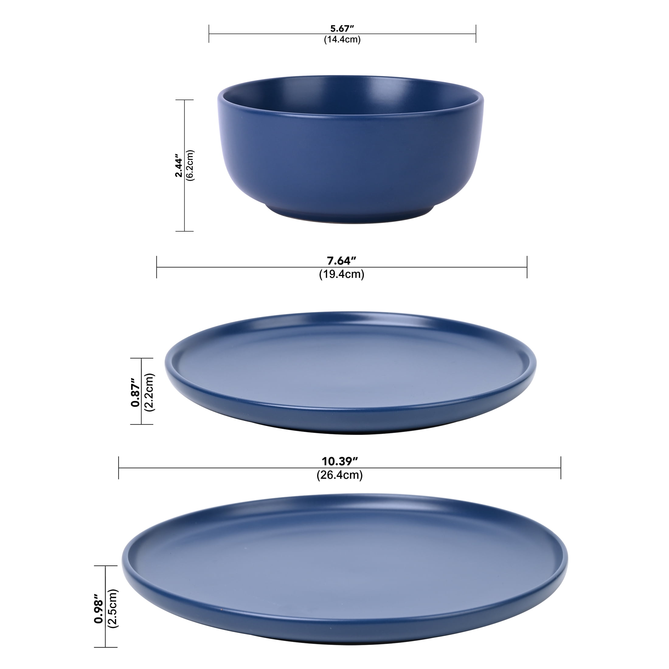 Mainstays Alessandra 12-Piece Stoneware Dinnerware Set Blue