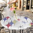 thumbnail image 4 of Red Purple Diamond Fitted Tablecloth with Elastic Edged, Round Table Cloth for Dining Table, Modern Geometric Middle Century Retro Waterproof Oil Proof Table Cover for Indoor Outdoor 45"-54", 4 of 8
