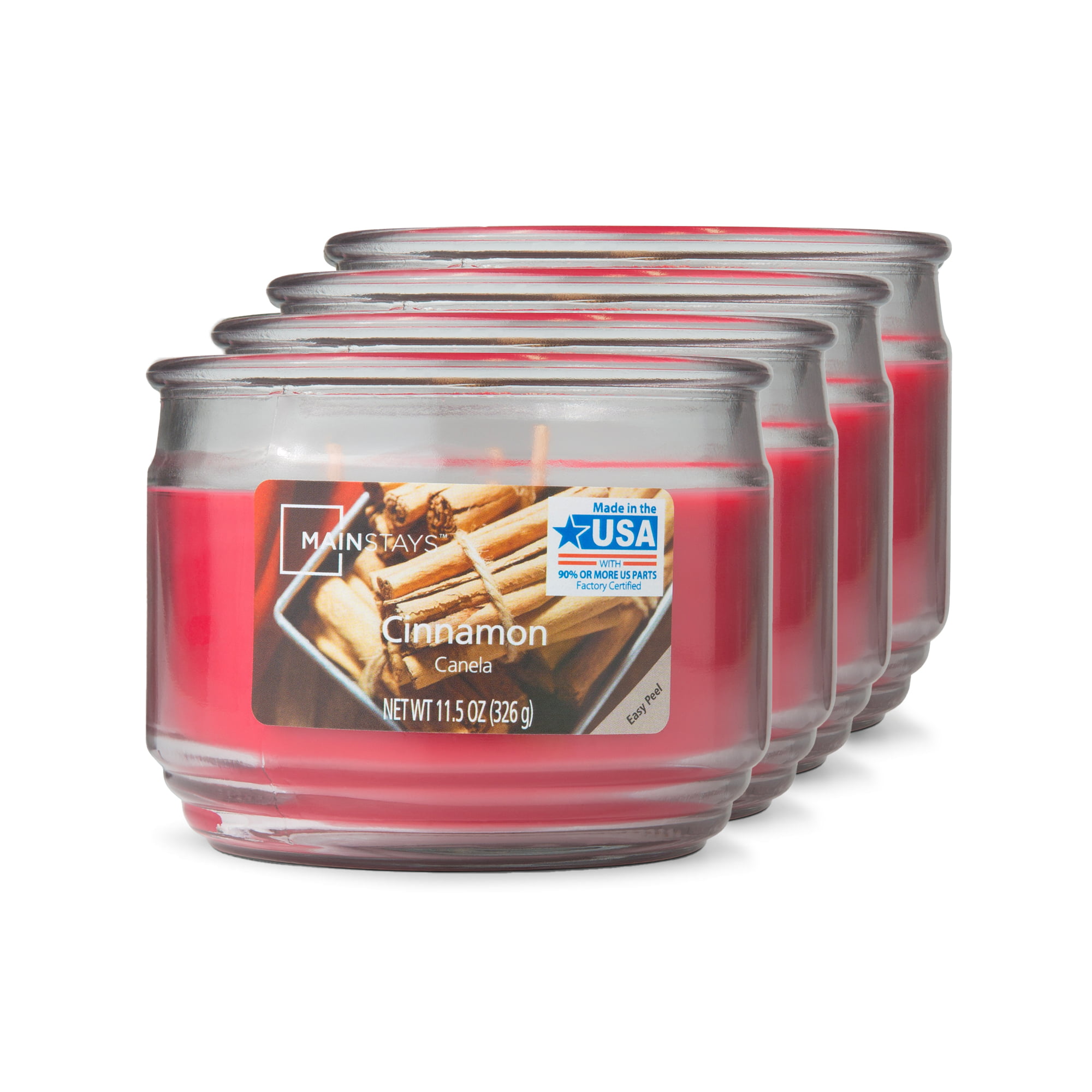 Cinnamon 3 Wicks Metal Lid Mainstay Jar Candle 14 oz 