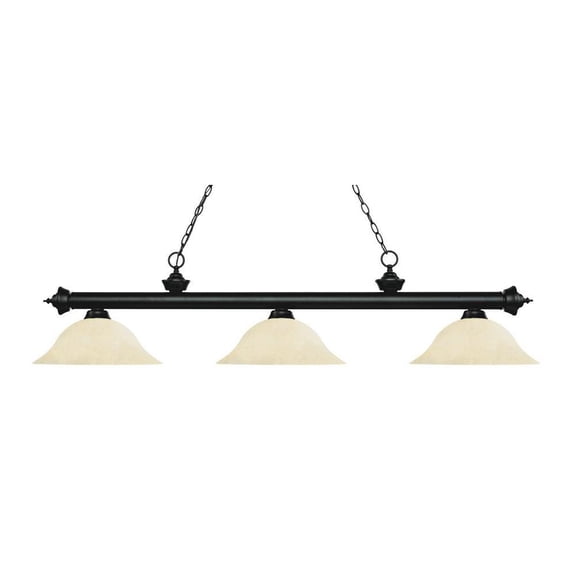 -3 Light Island/Billiard in Billiard Style-16 inches Wide By 13.5 inches High-Matte Black Finish-Golden Mottle Shade Color Bailey Street Home