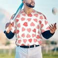 thumbnail image 6 of Daiia Pink Hearts1 Mens Baseball Jersey Button Down Shirts Short Sleeve Sports Uniforms-4X-Large, 6 of 9