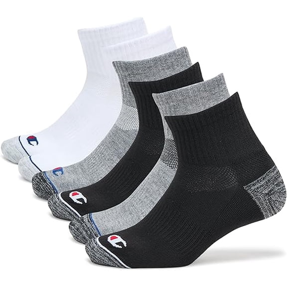 Champion Men's Moisture-Wicking Cushioning & Arch Support Ankle Socks (6-Pack)