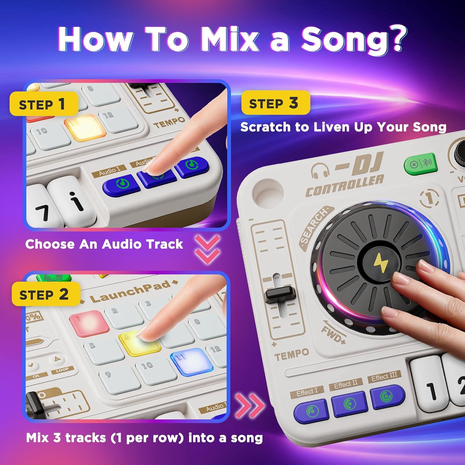 Kids DJ Mixer Toy, Kid Keyboard Piano Toy, 2-In-1 8-Key Keyboard Electronic Piano Instrument Playset with Karaok Microphone, Birthday Party Gift for 3+ Years Old Boys Girls Children Musical Toys