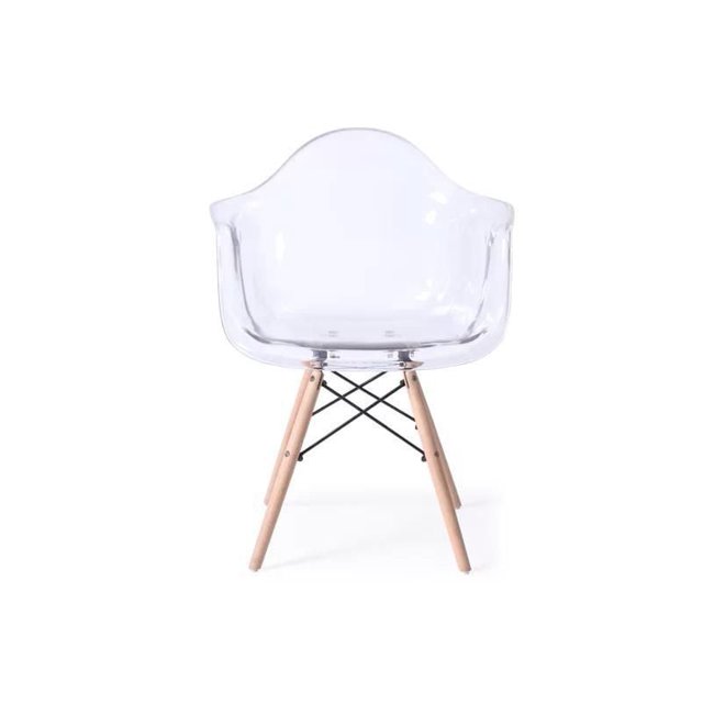 Acrylic Bucket Chair with Wood Base Adults