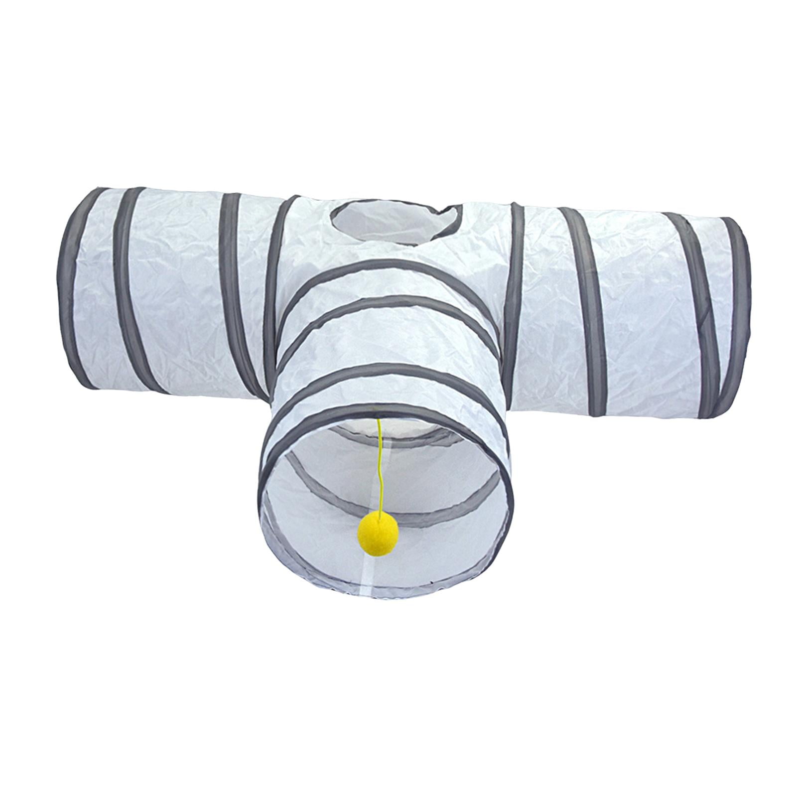 Collapsible Cat Tunnel Tube T Shape Pet Tunnel Scratch Resistant with Top Hole, with Play Ball, Kitten Playing Toy for Cats Indoor Exercising