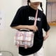 thumbnail image 4 of Bolsa universitario de nailon JK Plaid Campus uniforme portátil bandolera de hombro Likrtyny Para Estrenar, 4 of 9