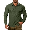 thumbnail image 2 of CQONEPT Men's Long Sleeve Tactical Shirt Ripstop UPF 50+ Top Breathable Button Down Outdoor Hiking Clothes with Pockets Army Green 4XL, 2 of 7