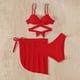 thumbnail image 5 of Traje de baño de 2 piezas para mujer, trajes de baño para mujer, bikini liso con tirantes y abertura en V, conjunto de traje de baño de tres piezas para mujer, 5 of 7