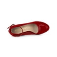 thumbnail image 4 of BLISSFUL STEP Escarpins à Talon Bloc pour Femmes Plateforme Bride à la Cheville Bout Rond Talon Rouge 6, 4 of 7