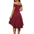 thumbnail image 4 of Plus Size Off Shoulder Short Sleeve Skater Dress for Women - Elegant High Low Fashion Outfit for - Stylish Comfortable Fit - for Parties and Events, 4 of 8